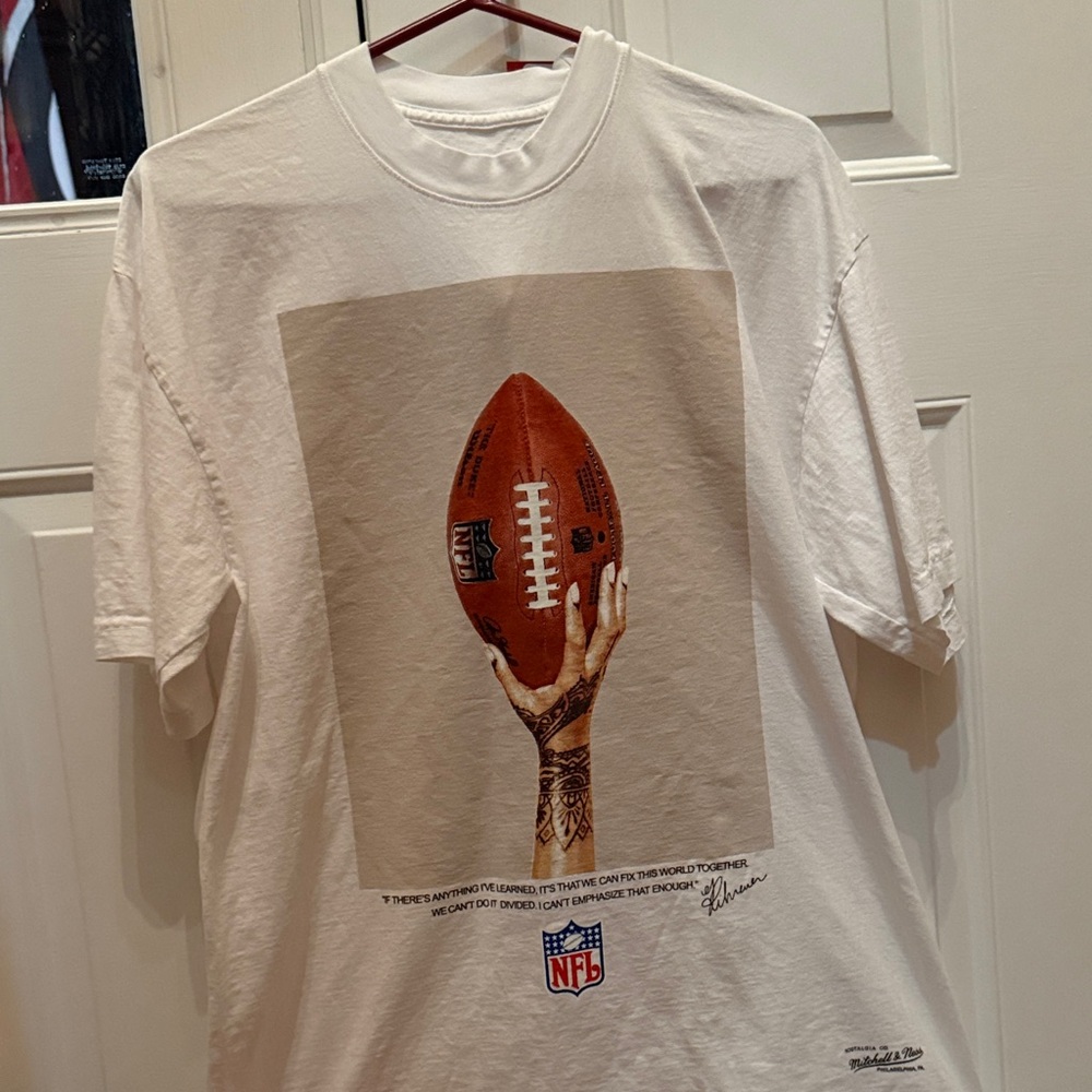 NFL White T-Shirt with Football Graphic
